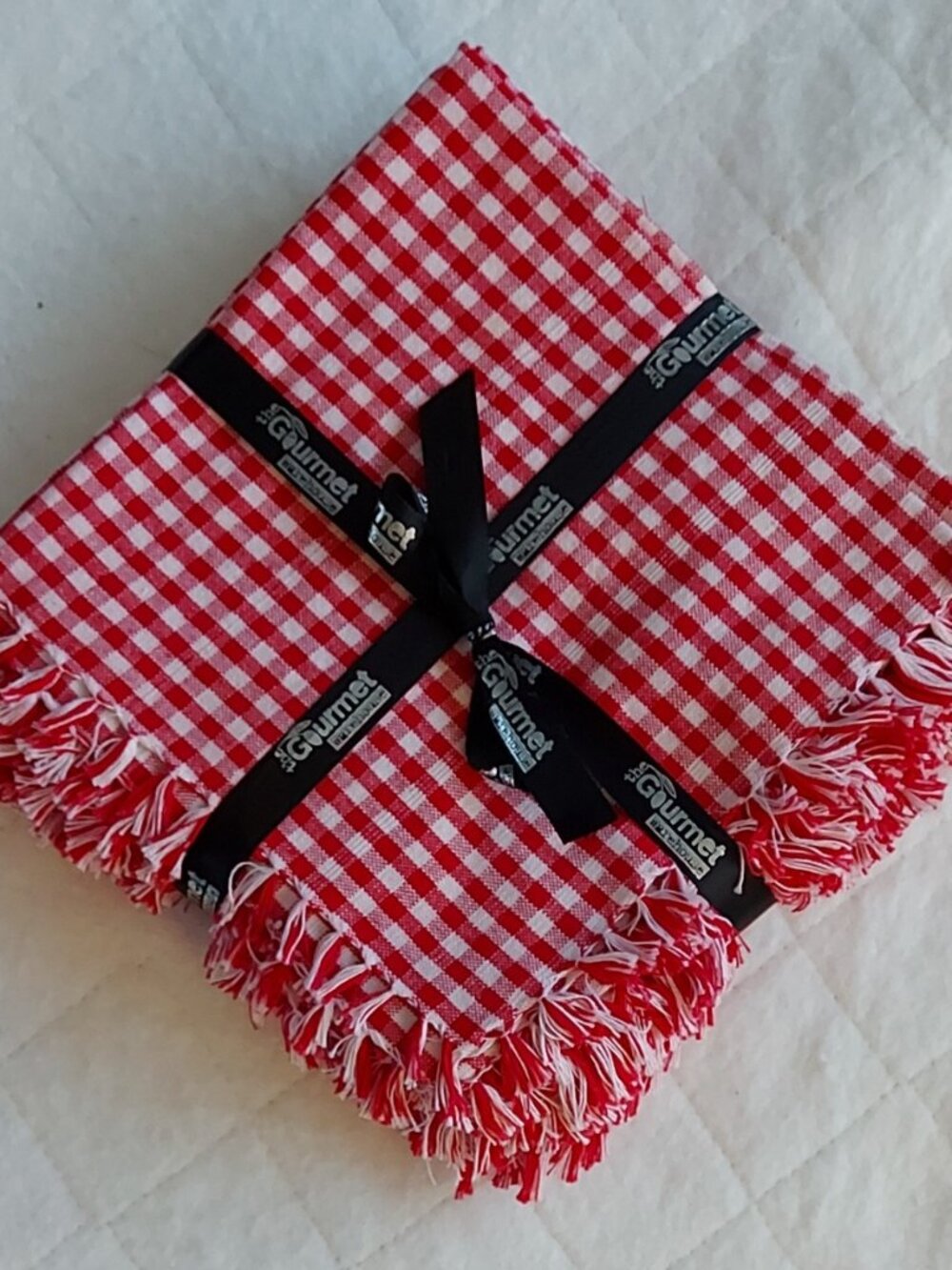 Set of 6 Red Gingham Checked Napkins 100% cotton, NEW